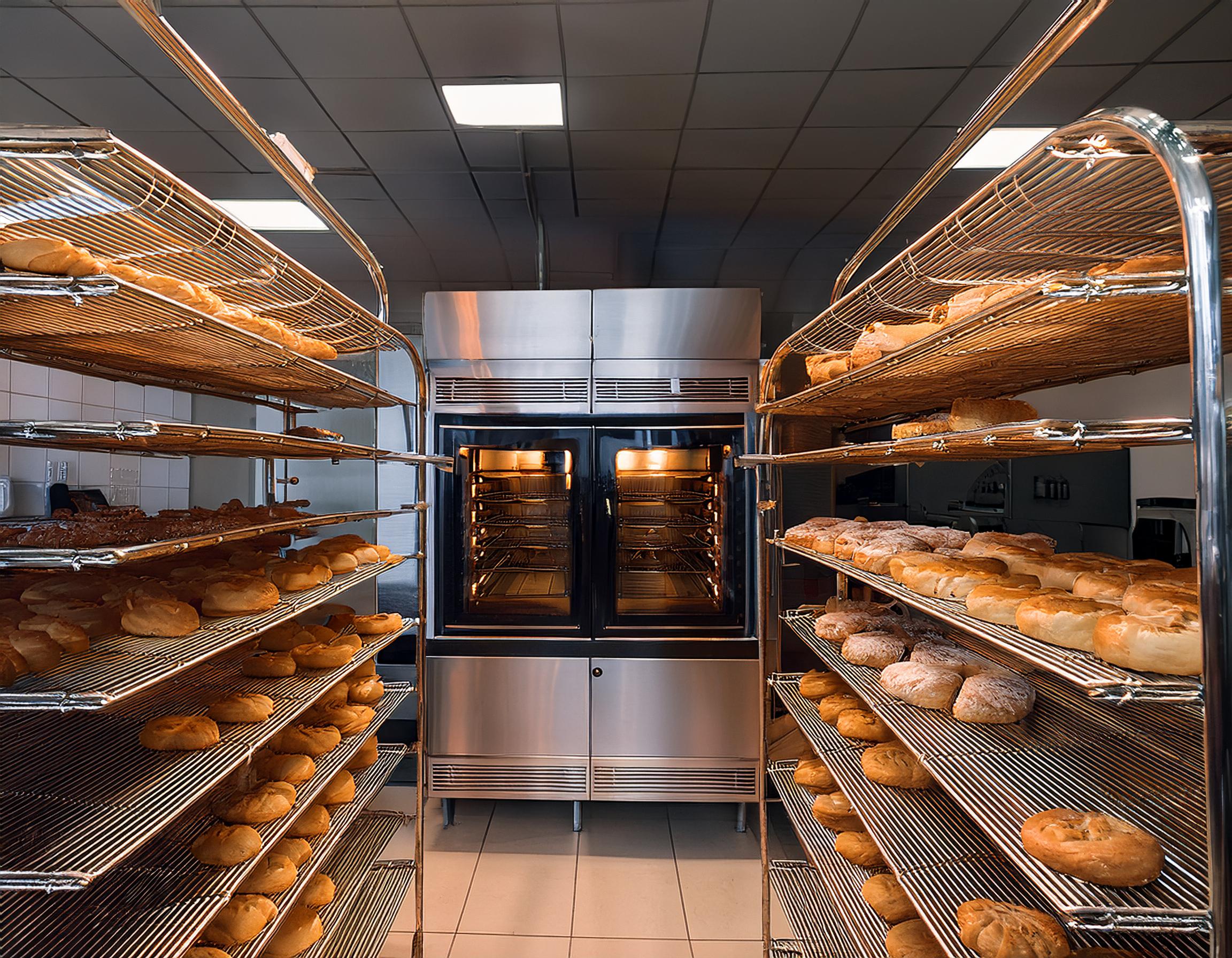 Frisch gebackenes Brot aus einer modernen Bäckerei