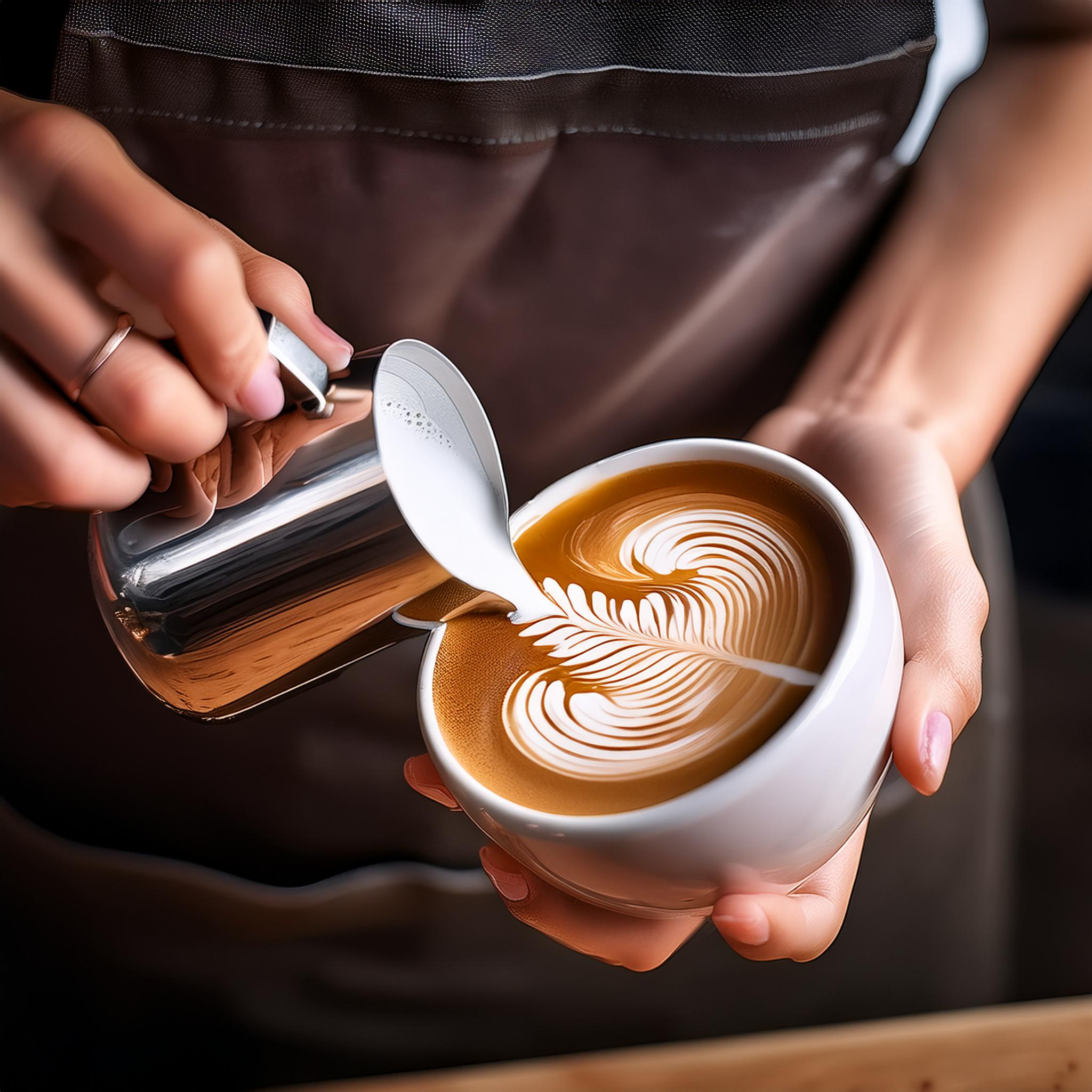 Kaffeetassen mit kunstvoll gestaltetem Latte Art